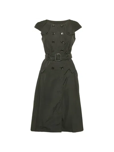 Pre-owned Burberry Double-breasted Belted Midi Dress In Black
