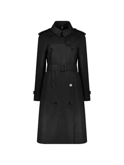 Burberry Double-breasted Belted Trench Coat In Black