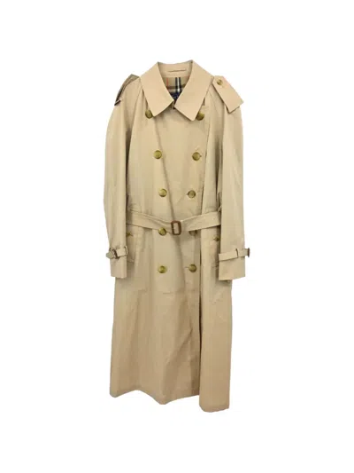 Pre-owned Burberry Double-breasted Belted Trench Coat In Neutrals