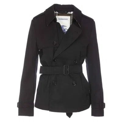 Burberry Double-breasted Belted Trench Jacket In Black