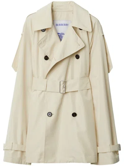 Burberry Double-breasted Button Fastening Belted Coat In Multi