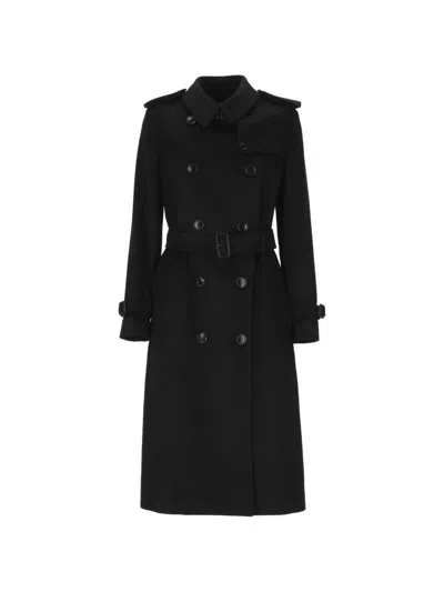 Burberry Double-breasted Cashmere Coat In Black