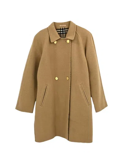 Pre-owned Burberry Double-breasted Coat In Neutrals