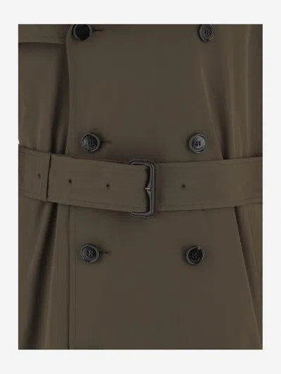 Burberry Double-breasted Cotton Coat In Green