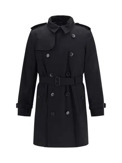 Burberry Medium Heritage Kensington Trench Coat In Black
