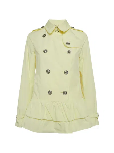 Pre-owned Burberry Double-breasted Flared Trench Coat In Yellow