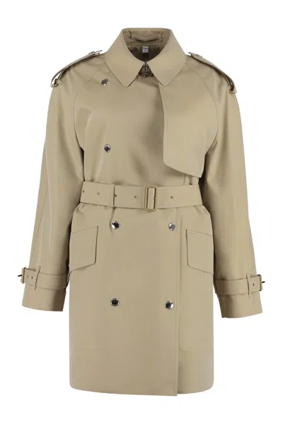 Burberry Double-breasted Gabardine Trench Coat In Neutral