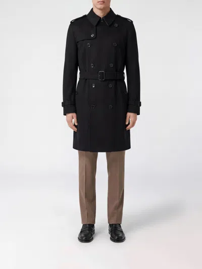 Burberry Double-breasted Pure Cashmere Coat With Concealed Fastening In Black