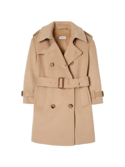 Burberry Kids' Double-breasted Trench Coat In Brown