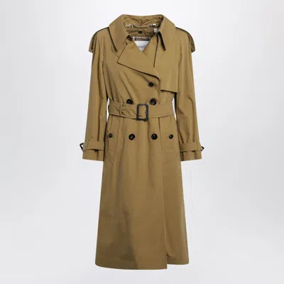 Burberry Double-breasted Trench Coat In Cotton Blend Brown