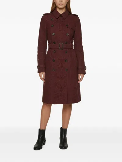 Pre-owned Burberry Double-breasted Trench Coat In Red