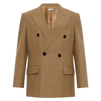 Burberry Double-breasted Wool Blazer In Brown