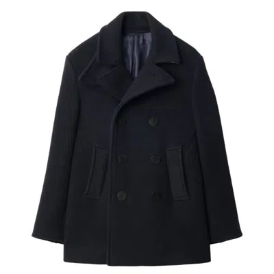 Burberry Double-breasted Wool Peacoat In Blue
