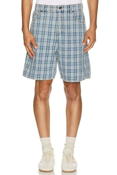 Burberry Douglas Check Denim Short In Blue