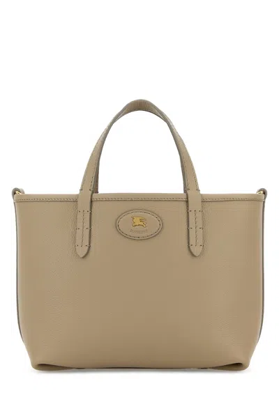 Burberry Dove Grey Leather Mini Bloomsbury Reversible Handbag In Neutral