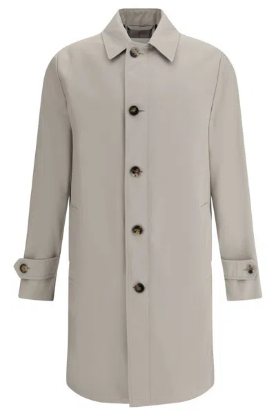 Burberry Dove Grey Polyester Blend Trench Coat In Gray