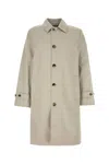 Burberry Long Cotton Double-breasted Coat With Notched Lapel