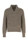 Burberry Soft Wool Knit Sweater With Shawl Collar In Gray