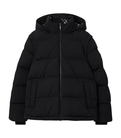 Burberry Detachable Sleeve Nylon Puffer Jacket In Black/sand