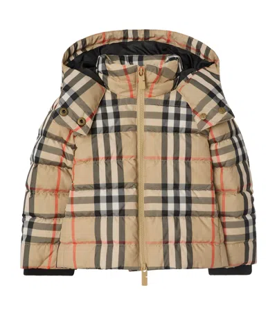 Burberry Kids' Down Check Puffer Jacket In Multi
