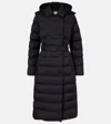Burberry Long Quilted Down Jacket With Detachable Hood In Blue