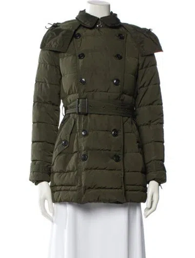 Pre-owned Burberry Down Coat In Green