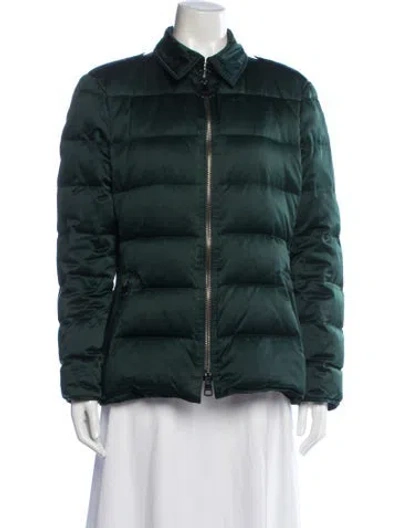 Pre-owned Burberry Down Coat In Green