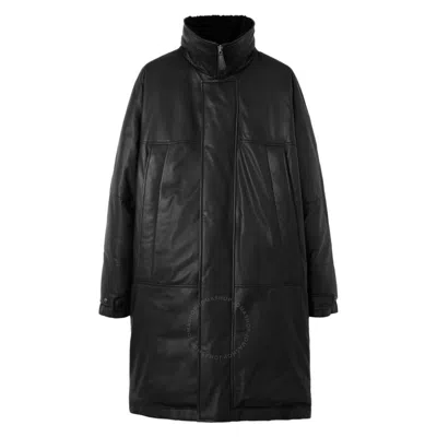 Burberry Down-filled Leather Oversized Parka In Black