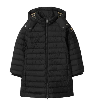Burberry Kids' Down Hooded Puffer Jacket In Black