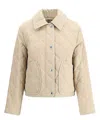 Burberry Diamond Quilted Buttoned Jacket In Beige
