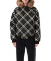 Burberry High-neck Zip-up Checked Jacket In Brown