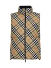 Burberry Reversible Check Nylon Puffer Gilet In Sand Ip Check