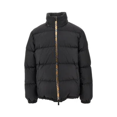 BURBERRY DOWN JACKET WITH CHECH TRIMMINGS