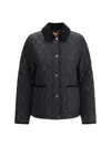Burberry Oldham Black Quilted Jacket With Corduroy Collar In Tech Fabric Woman In Black