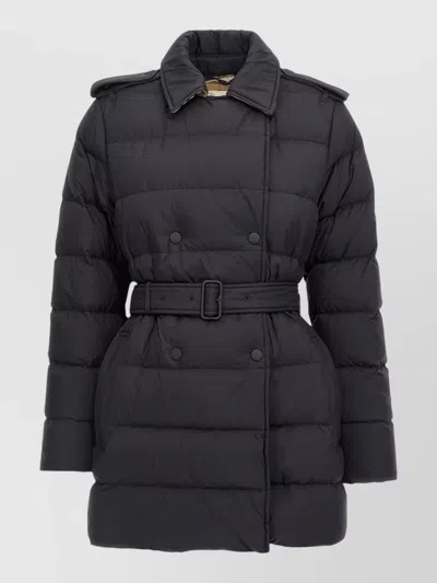 Burberry Hooded Quilted Down Jacket In Black
