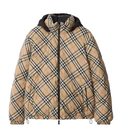 Burberry Reversible Check Puffer Jacket In Neutral