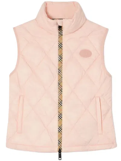 Burberry Down Vest In Pink