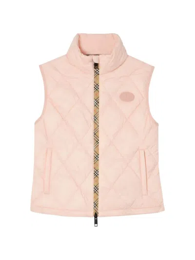 Burberry Quilted Down Vest In Pink