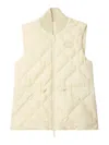 Burberry Appliquéd Leather-trimmed Padded Quilted Shell Down Vest In White