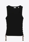 Burberry Cotton-blend Gathered Tank Top In Black