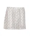 Burberry B Closure Print Silk Shorts In Bianco