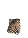 Burberry Medium Bucket Bag With Check Pattern In Nude & Neutrals
