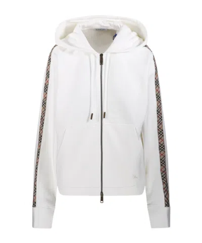Burberry Drawstring Hooded Sweatshirt In White