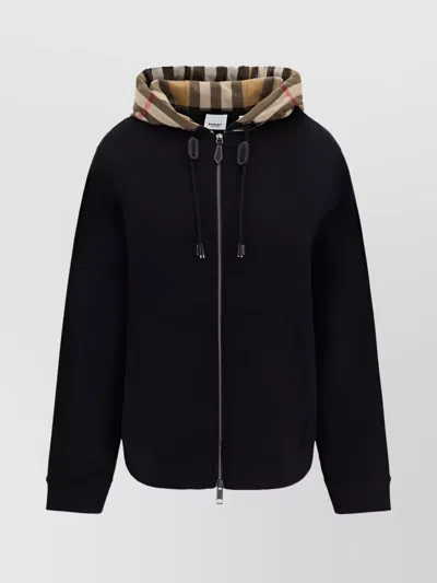 Burberry Drawstring Hoodie With Front Pockets In Brown