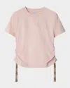 Burberry Drawstring Ruched Crop T-shirt In Pink