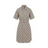 Burberry Checked Mini Shirt Dress In Brown