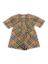 Burberry Checkered Cotton Twill Blouse In Beige
