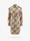 Burberry Chemisier Cotton Short Dress With Check Print In Nude