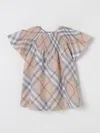 Burberry Girl's Cali Smocked Check-print Dress In Beige