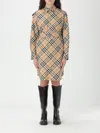 Burberry Vestito Camicia In Cotone A Quadri In Beige
